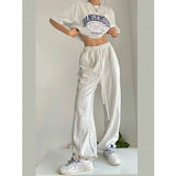 Girlary Women Sweatpants Casual Joggers Sports Wide Leg Trousers Hip Hop Korean Fashion Harajuku Y2k Female Loose Streetwear