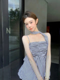 Girlary Basic Striped Vest Sleeveless Daily Spring Summer Women Vintage Sexy Tank Tops Chic Camisole Cozy Preppy Style