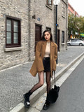 Girlary Korean Style Maillard Temperament High-end Loose and Slimming Jacket Women's Autumn New Casual Mid Length Suit Jackets