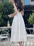 Girlary Elegant and Chic Women Fashion Party Dress Sleeveless Strap Casual A-Line Solid Vintage Birthday Clothes Female Robe Vestidos