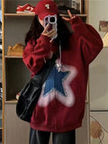 Girlary Y2K Zip Up Hoodie Women Sweet Star Graphics Sweatshirts Fashion Red Oversized Sport Coat Grunge Female Harajuku Clothes