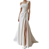 Girlary Sexy Split Wedding Dresses For Women 2024 Newest Simple Long Bridal Dress Elegant Long Soft Satin Vestidos