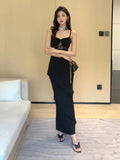 Girlary Black Lace Patchwork Sexy Elegant Dress Suspender Women's Summer Dress New