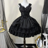 Girlary Japanese Victorian Gothic Lolita Dress Women Punk Style Sweet Lace Bow Eveing Party Dresses Harajuku Y2k Cosplay Princess Dress