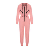 Girlary Autumn Women's Monochrome Long-Sleeved Jumpsuit Solid Color Zip-up Sportswear Female Winter Casual Tracksuit Fashionable Hoodies