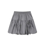 Girlary Gothic Ball Gown Mini Skirt Women Summer Bow Korean Fashion Elastic Waist Pleated Short Skirt For Women Y2k Chic