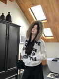 Girlary cute winter outfits Korean High Street Retro Letters And Fluffy Collar Gray Cardigan Women's Y2K New Harajuku Goth Slim Casual Joker Zipper Hoodie