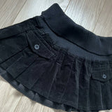 Girlary Y2K Ribbed Stretchy Waistband Mini Skirt Gothic Pleated Skirt Womens Harajuku Autumn Winter Retro Apricot Black High Waist Skirt