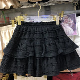 Girlary Faldas Mujer De Moda Skirt for Women Party High Waist A-line Sweet Jupe Ruffled Fashion Saia Lace Pleated Mini Y2k Skirts