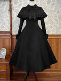 Girlary Lolita AG Little Black Dress Cape + Long Sleeve Long Embroidered Dress