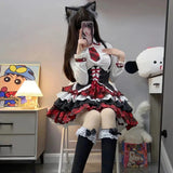 Girlary Plaid Patchwork Design Y2k Lolita Dress Sets Halloween Uniform Kawaii Mini Skirt Cosplay Anime Three Pieces Suit For Women