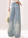 Girlary 2024 Blue Dopamine Pants Women's Fashion Harajuku Instagram Style High Waist Straight Leg Jeans Baggy Denim Trousers