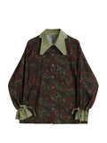 Girlary Autumn Vintage Style Floral Printing Loose Women's Blouse Shirt Korean Casual Long Sleeve Ladies Button Blouses Female Tops