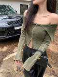 Girlary 6 Colors Autumn New Sweaters Women OL Slim Slash Neck High Street Chic Gentle Off Shoulders New Cardigans Knitted Coats