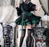 Girlary Victorian Gothic Lolita Plaid Bow Suspender Skirt Women Chic Love Button A-Line Mini Skirts Cute Girl Punk Style Y2k Party Skirt