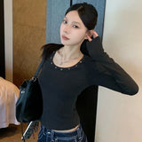 Girlary Streetwear Slim T Shirt Women Clothes Long Sleeve Korean Fashion Tees Female Clothing 2000s Clothes Y2k T-shirt Tops