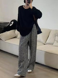 Girlary Hong Kong Style Fashionable Wide Leg Pants Women's Autumn New Loose Casual Slimming Straight Leg Pants Female Clothing