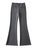 Girlary New High Waisted Button Solid Slim Straight Leg Pants Women Spicy Girl Fashion Casual Versatile Micro Flared Pants