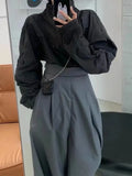 Girlary High Waisted Slimming Casual Ankle Pants New Autumn and Winter Black Gray Loose Wide Leg Carrot Harem Pants Female Clothing