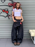 Girlary Harajuku New Fashion Letter Embroidery Stitching Baggy Jeans Women Y2K Gothic Hip Hop Popular Street High Waist Wide Leg Pants