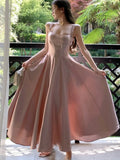 Girlary France Court Style Princess Pink Dresses Women Sleeveless High Waist Evening Party A-line Dress Korean Fashion Summer Prom Robe