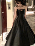 Girlary party look snspos Elegant Solid Princess Evening Party Dress French Romantic Black Big Hem Graduation Dresses Korean Summer Strap Wedding Vestidos