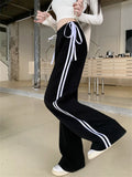 Girlary Mopping Sports Trousers Chic Loose Women Bow New Spring 2024 Casual Office Lady High Waist Streetwear Wide Leg Pants