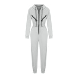 Girlary Autumn Women's Monochrome Long-Sleeved Jumpsuit Solid Color Zip-up Sportswear Female Winter Casual Tracksuit Fashionable Hoodies