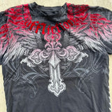 Girlary 90s Affliction Y2K Style Streetwear Tee Gothic Skull Cross Print Trendy Graphic T-shirts