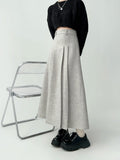 Girlary Women's A-line Black Pleated Skirt Vintage 90s Aesthetic Y2k Grey Long Skirt Harajuku Korean Skirts 2000s Clothes 2024