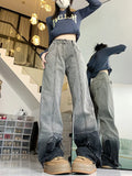 Girlary Women's Blue Y2k Jeans Baggy Aesthetic Streetwear Vintage Straight Cowboy Pants Harajuku High Waist Denim Trousers 2000s Clothes