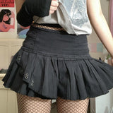 Girlary Gothic Kawaii Pleated Skirt Retro Goth Mall Black Mini Skirt Preppy Dark Academia Punk Grunge Y2K Clothes