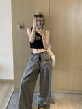 Girlary Sweet Black Women Plaid Pants Coquette Japanese Style Cute Wide Leg Trousers Harajuku Kawaii Palazzo Pants Vintage Y2k