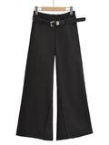 Girlary Autumn New V-shaped Low Waisted Casual Versatile Pants Women Europe/America Style Solid Color Loose Wide Leg Pants