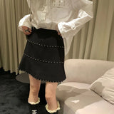 Girlary Korean Style Mini Skirt Women Elegant Sweet Black Short Skirts Sexy Fashion Retro A-line High Waist Skirts Aesthetics