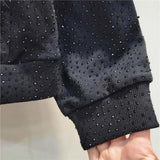 Girlary Diamond Fashion Casual Versatile Long Sleeved Hooded Cardigan Coat 2024 Spring Autumn New Women Sweatshirt Top