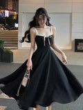 Girlary French Vintage Black Evening Party Dress Women Summer Elegant Romantic Prom Vestidos Korean A-line Graduation Dresses