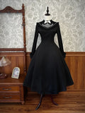 Girlary Lolita AG Little Black Dress Cape + Long Sleeve Long Embroidered Dress