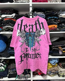 Girlary 90s Affliction Y2K Style Streetwear Tee Gothic Skull Cross Print Trendy Graphic T-shirts