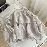 Girlary New Halter Off Shoulder Print Blouse Long Sleeve Ruffled Lazy Chiffon Ladies Tops Korean Gentle Loose Beach Shirts