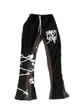 Girlary Y2K Hip-hop European and American Trend Loose Rope Trousers Letter Printing Splicing American Leisure High Street Trousers