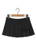 Girlary Mini Skirt Women Bow Street Fashion Chic Sexy Vintage Skirts Female 2024 Spring New Solid High Waist Pleated Skirt Lady