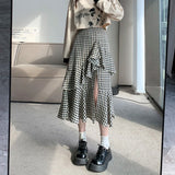 Girlary Women's Plaid A-line Skirt Vintage Y2k 90s Aesthetic Asymmetrical Skirt Harajuku Korean Elegant Skirts 2000s Clothes 2024 Summer