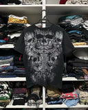 Girlary 90s Affliction Y2K Style Streetwear Tee Gothic Skull Cross Print Trendy Graphic T-shirts