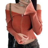 Girlary 6 Colors Autumn New Sweaters Women OL Slim Slash Neck High Street Chic Gentle Off Shoulders New Cardigans Knitted Coats