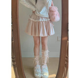 Girlary Kawaii Sweet Mini Skirt Women Pink Bow Lolita Japanese Style Ruffle Skirt Cutecore Autumn Winter A-line Short Skirts