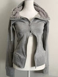 Girlary Grey Lamb Wool Double Zipper Hoodies Women's Clothes Slim Waist Hooded Vintage Y2k Coats Ropa Mujer Casual Fashion Sweatshirts