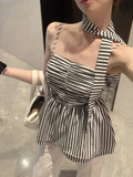 Girlary Basic Striped Vest Sleeveless Daily Spring Summer Women Vintage Sexy Tank Tops Chic Camisole Cozy Preppy Style