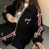 Girlary Japanese Vigorous Girl Zipper Bow Individuality Embroidered With Sweet Velvet Padded Harajuku Wind Hooded Skirt Female Students