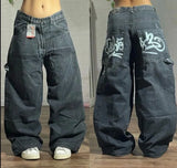 Girlary American Y2K New Fashion Oversized Jeans Women Street Hip Hop Retro Loose Mopping Wide-leg Pants Couples Joker Trend Punk Jeans